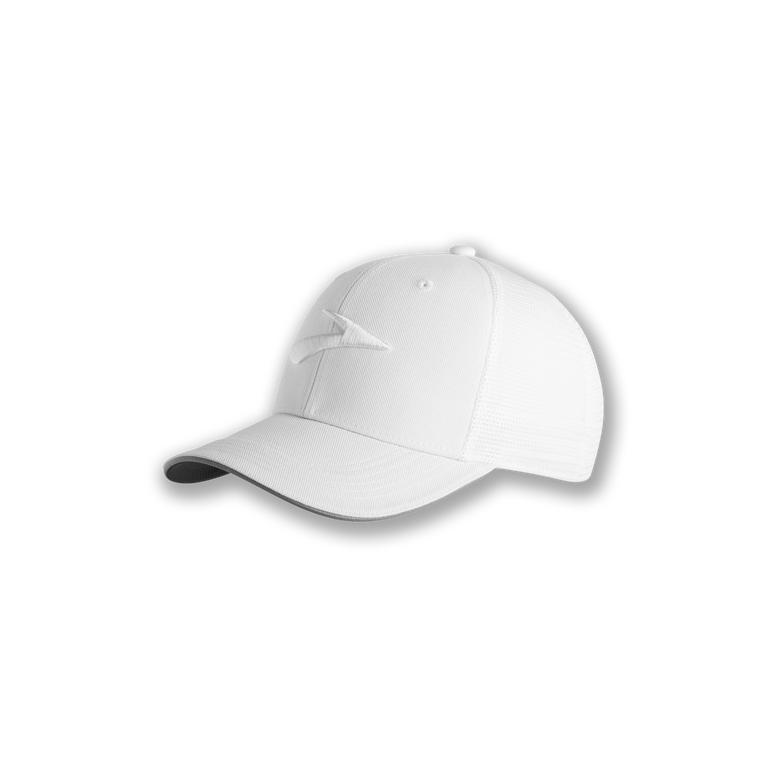 Brooks Mens Discovery Trucker Running Hat - White/Path (819504-WVU)